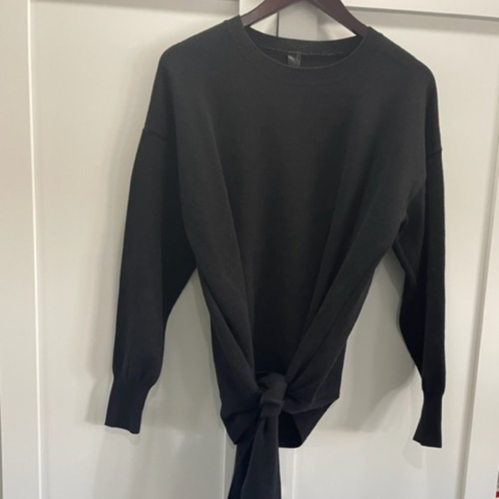 Renee C, Black Sweater with Tie Detail